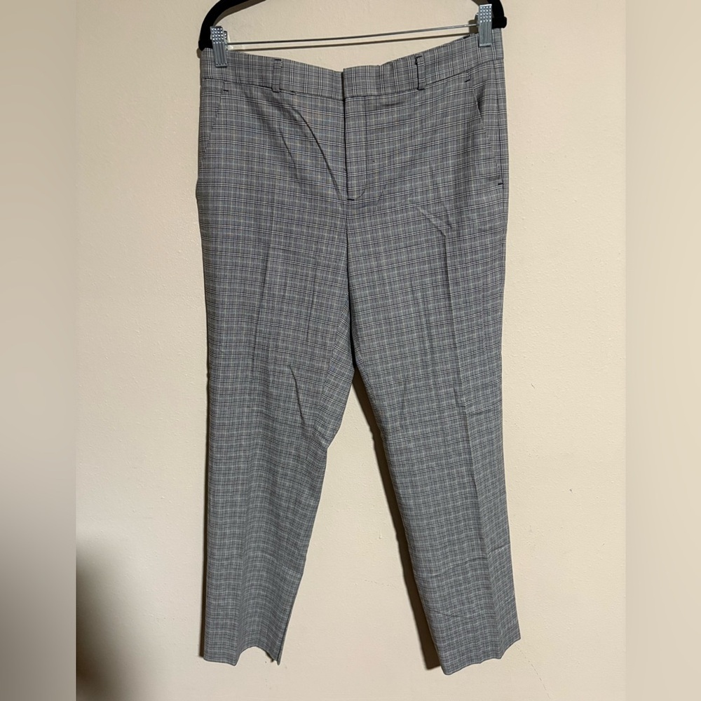Avery Size 10 Long - Windowpane Plaid Dress Pants Neon Green Black White Grey